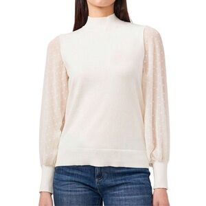 Vince Camuto Women's Clip Dot Sleeve Pullover Fashion Sweater